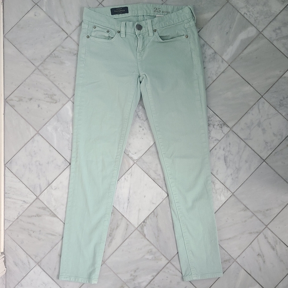 J. Crew Toothpick Straight Leg Skinny Jeans Mint Green Pastel 25